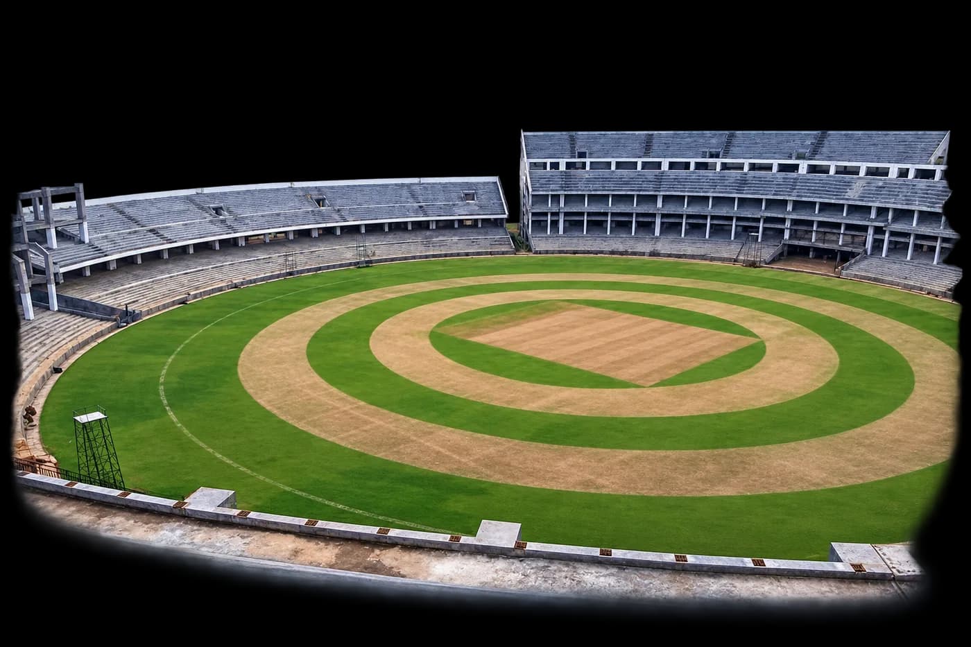 Mangalagiri stadium’s concrete stands and playing field