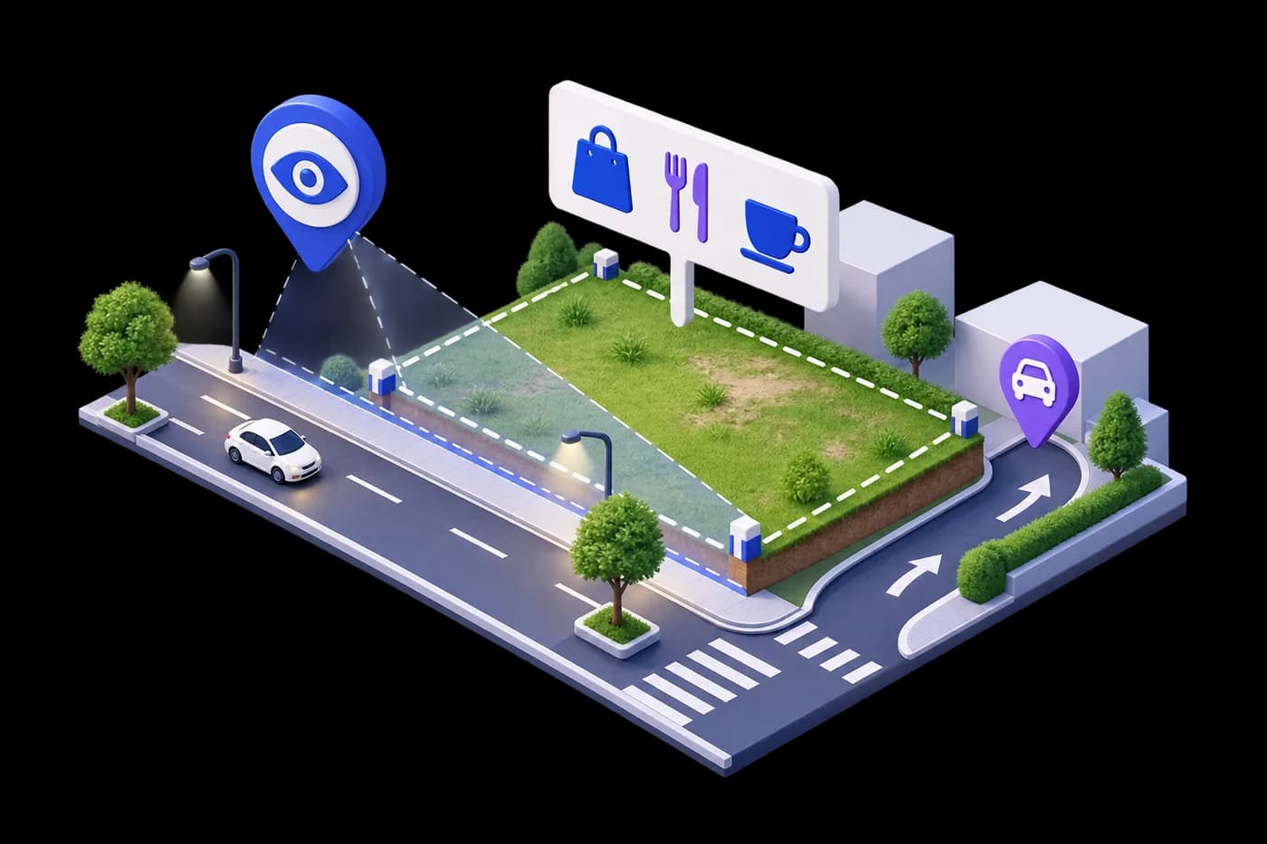 Four checks around a commercial plot: how visible it is from the street, its frontage, its permitted use and its access.