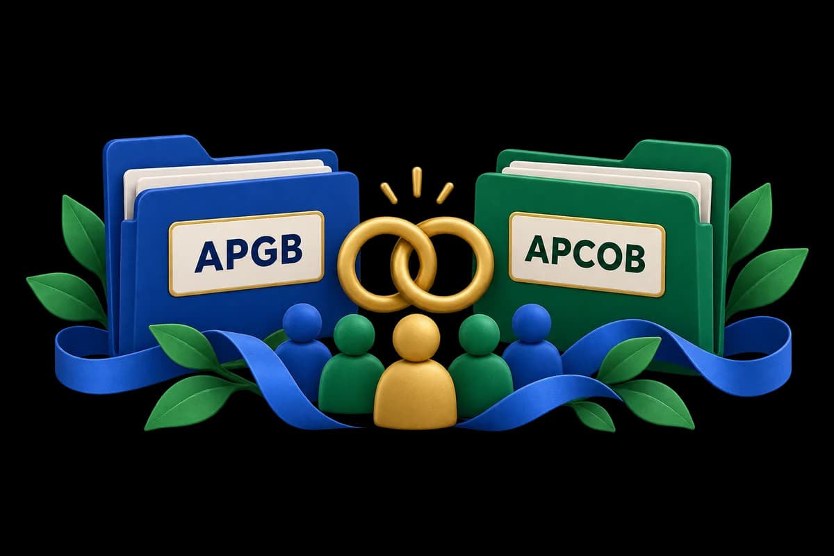 APGB and APCOB labels with community and cooperation symbols.
