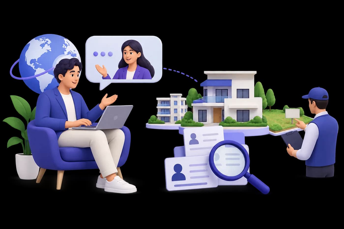 An overseas buyer checking the property type, identity papers and local verification from abroad.