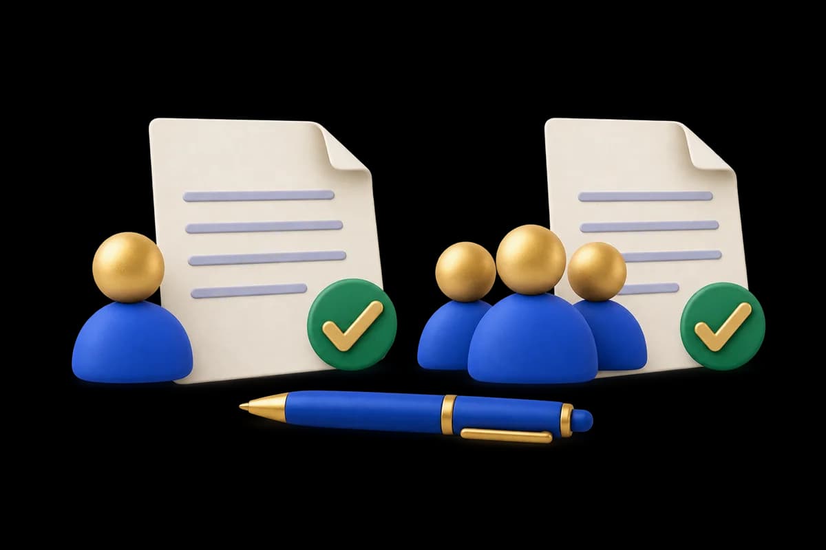 Two blank application sheets with individual and joint applicant symbols.